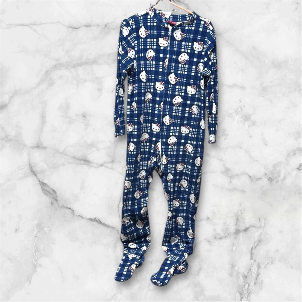 Blue Plaid Hello Kitty Pajama Onesie small
